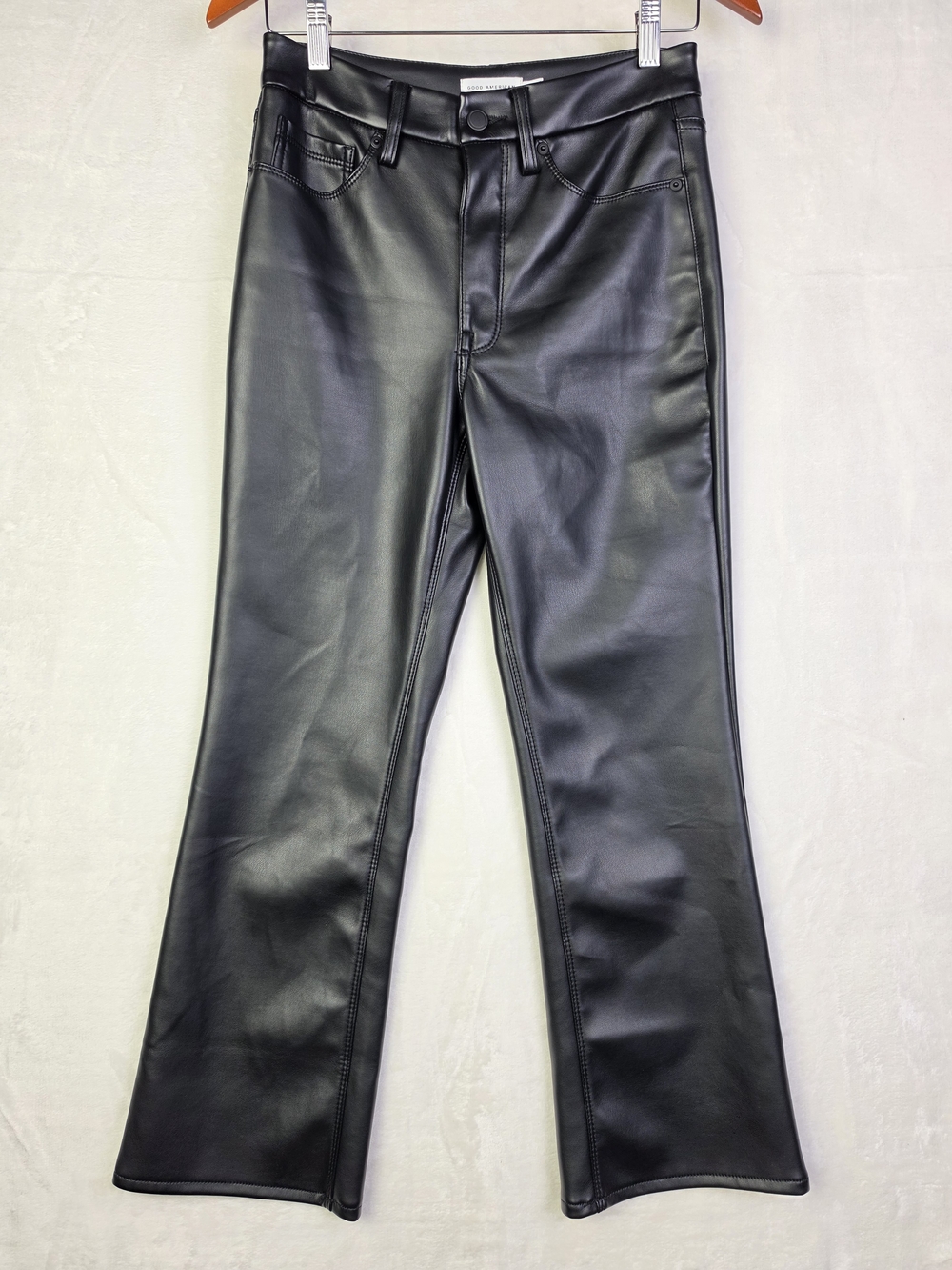 Good American Faux Leather Pants Womens 4x27 Black Bootcut